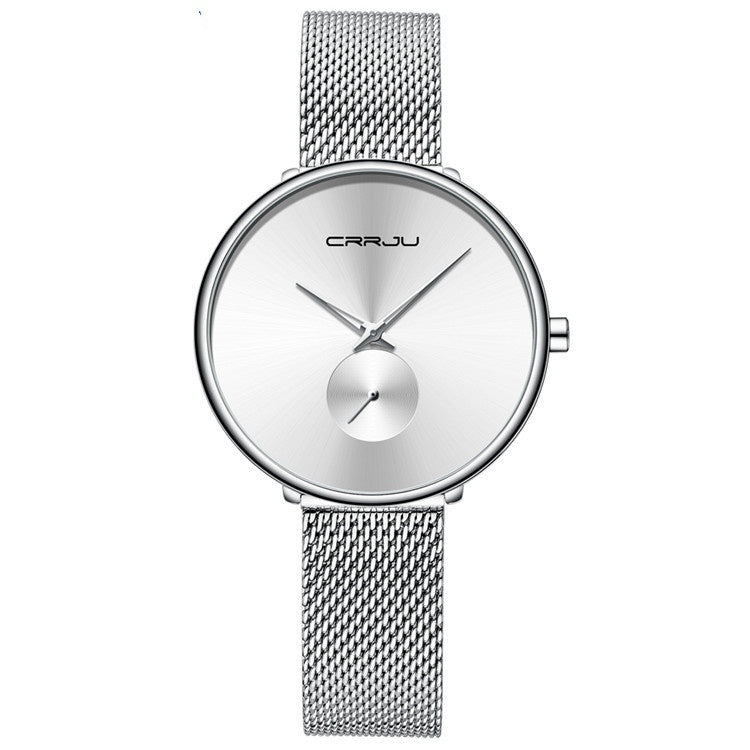 Orologio da donna con cinturino in acciaio inossidabile e cinturino a maglie semplice
