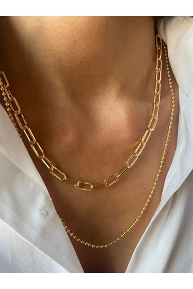 Set di collane con catena superiore, due pezzi, gioielli di moda regolabili a strati