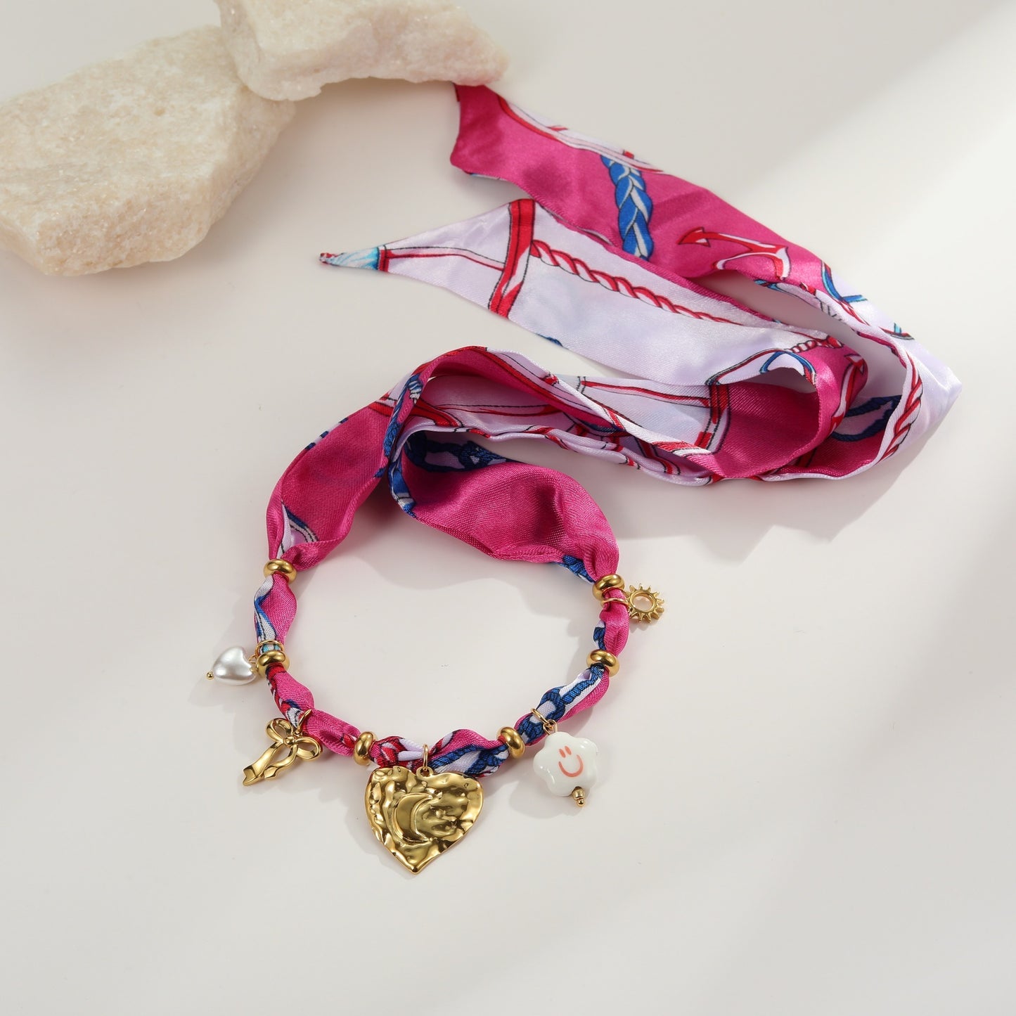 Colorful Silk Scarf Series Love Pendant Necklace Non-fading Elegant Bracelet