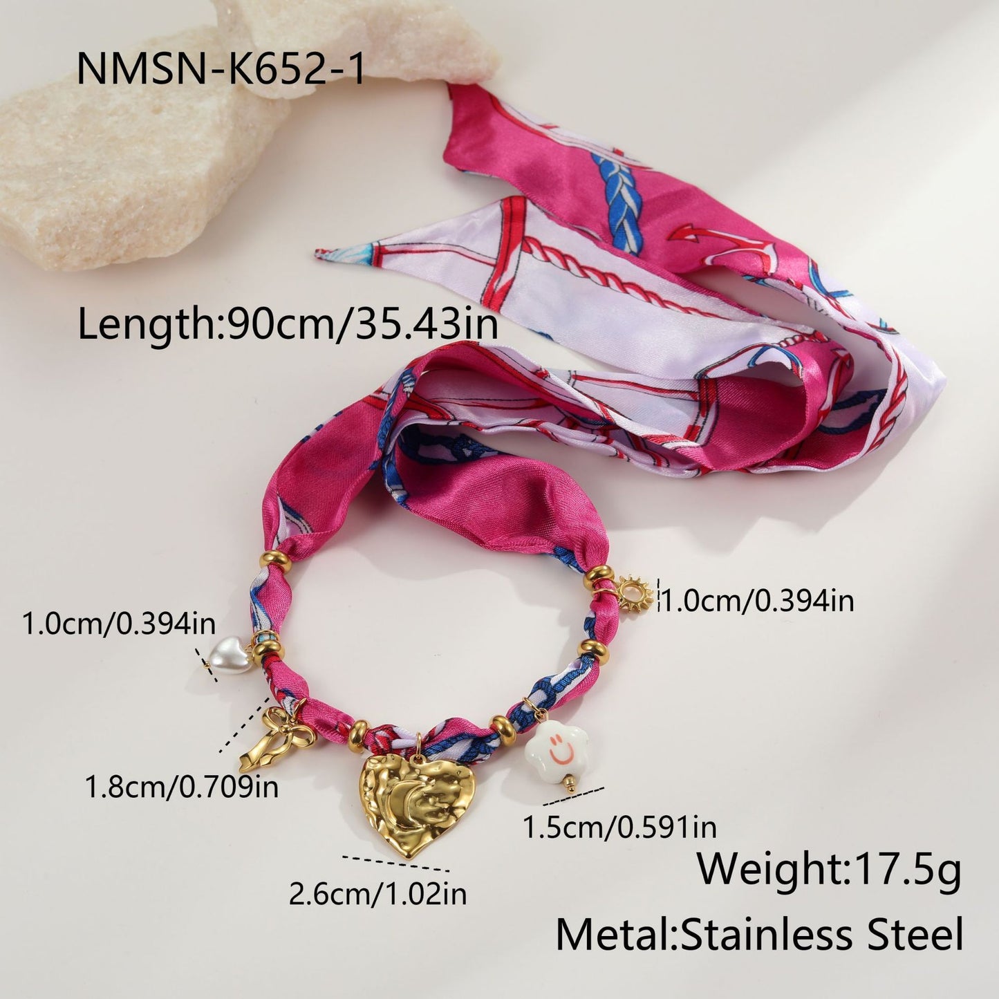 Colorful Silk Scarf Series Love Pendant Necklace Non-fading Elegant Bracelet