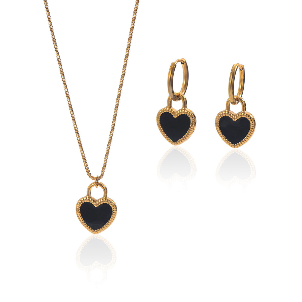 Lxalry Set di gioielli con specchio a forma di cuore in acciaio inossidabile placcato oro 18 carati Hypoa…