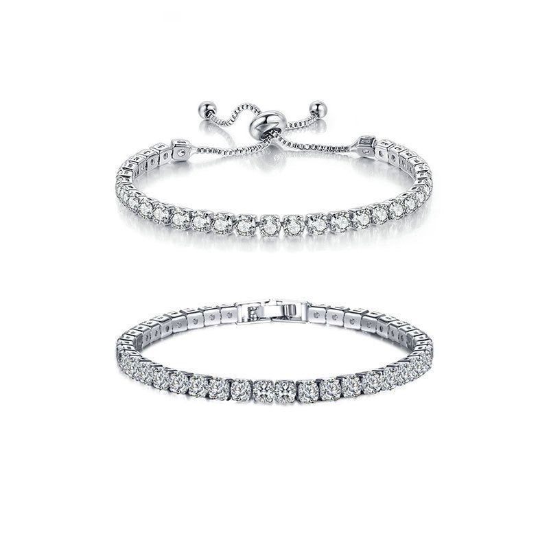 Bracciale semplice in acciaio inossidabile con cristalli di zircone quadrati