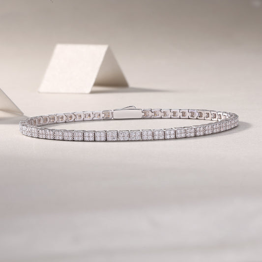 Set di lusso alla moda con bracciale in argento S925 con diamanti Mosan e pianoforte…
