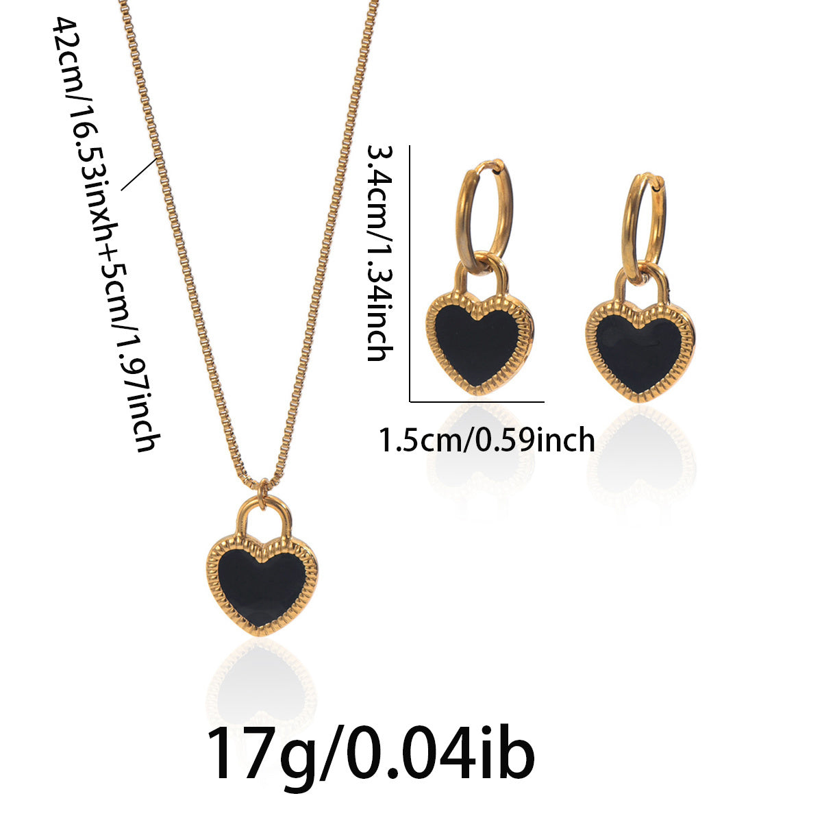 Lxalry Set di gioielli con specchio a forma di cuore in acciaio inossidabile placcato oro 18 carati Hypoa…