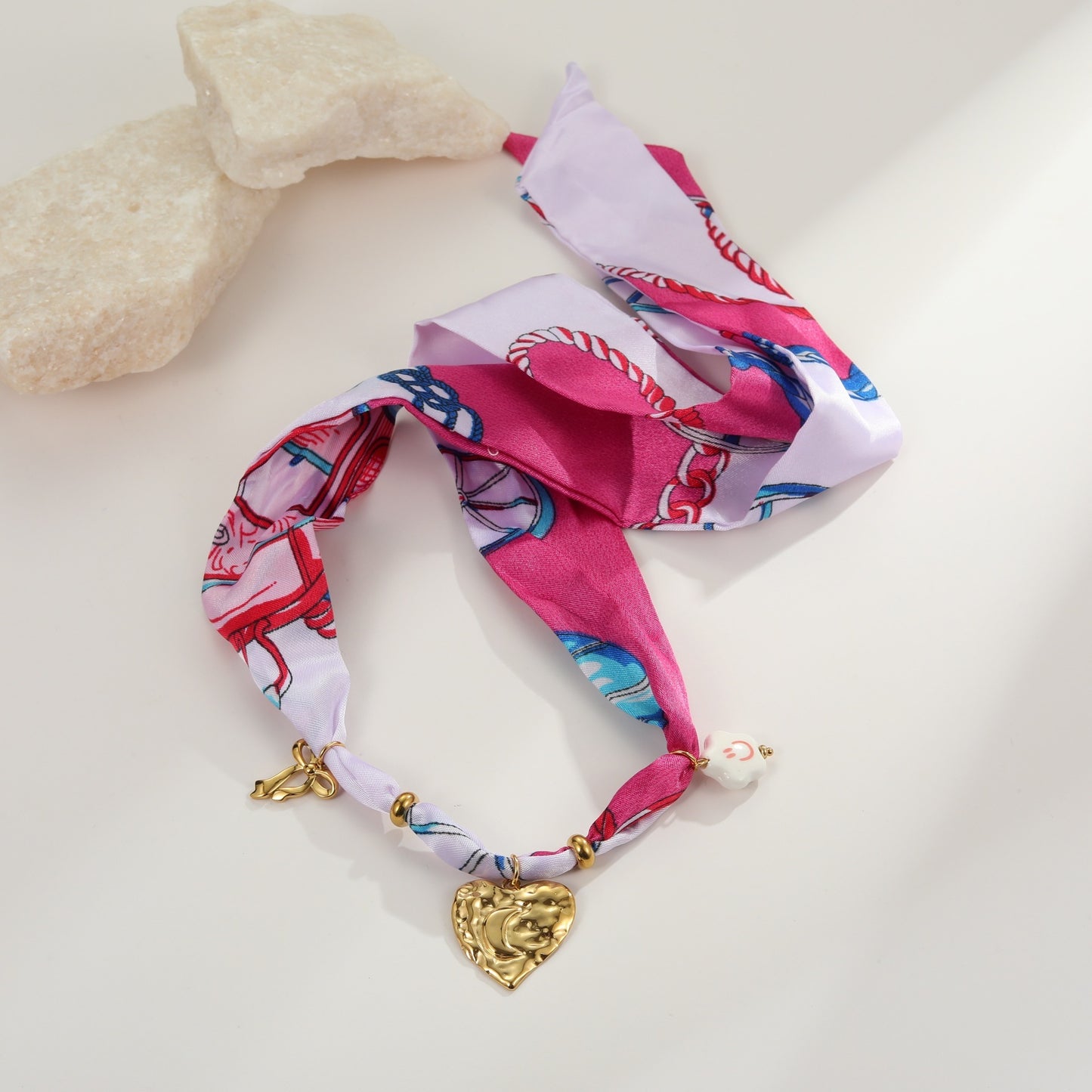 Colorful Silk Scarf Series Love Pendant Necklace Non-fading Elegant Bracelet
