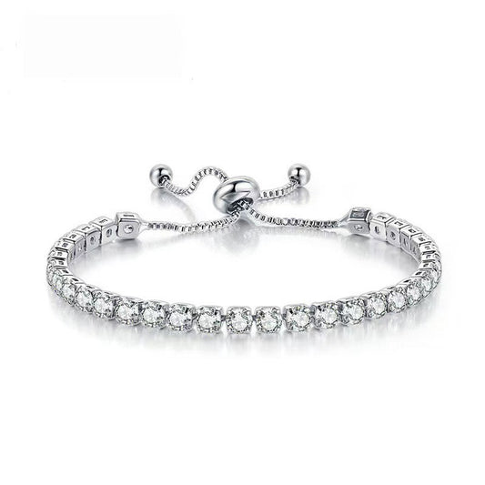 Bracciale semplice in acciaio inossidabile con cristalli di zircone quadrati