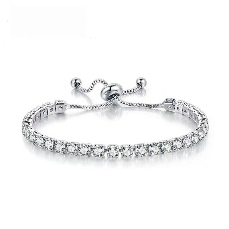 Bracciale semplice in acciaio inossidabile con cristalli di zircone quadrati