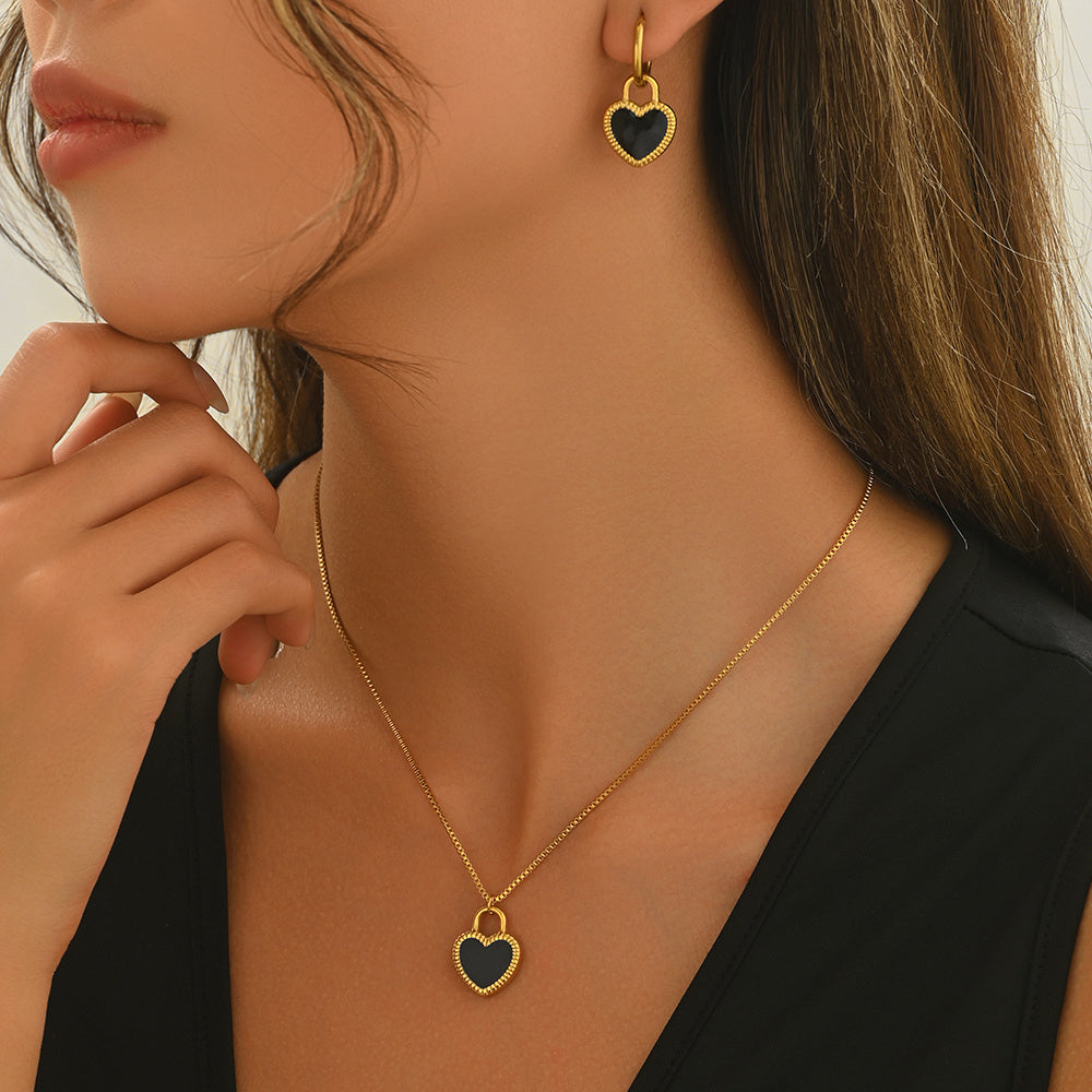 Lxalry Set di gioielli con specchio a forma di cuore in acciaio inossidabile placcato oro 18 carati Hypoa…