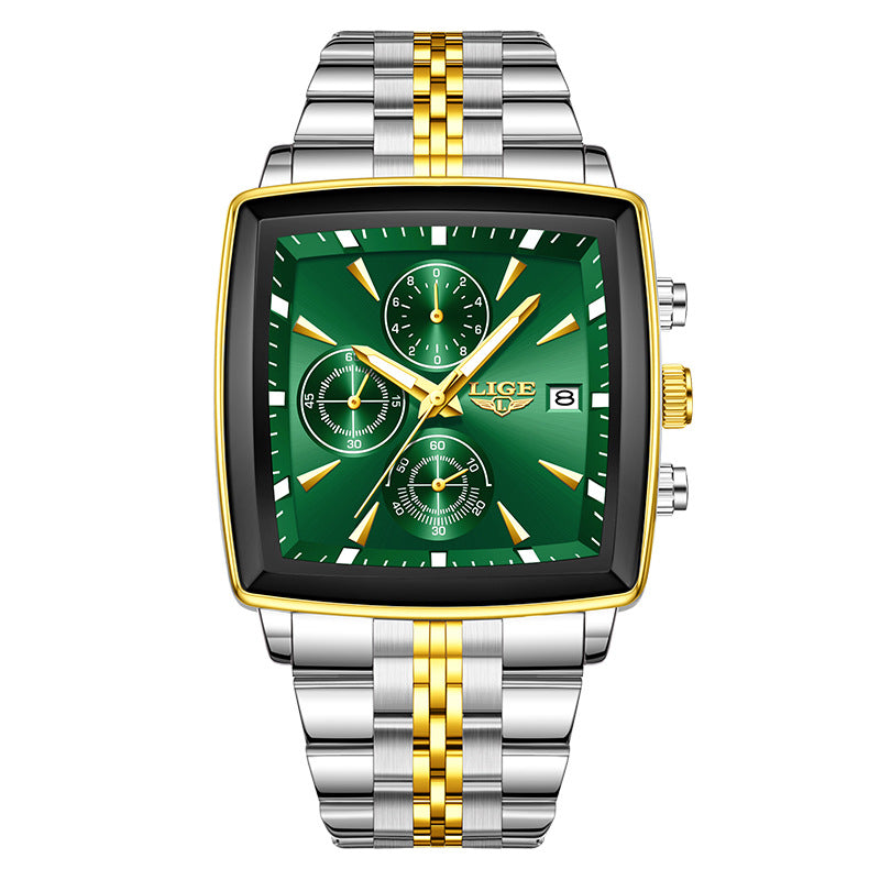 Orologio da uomo con quadrante grande e quadrato, stile business
