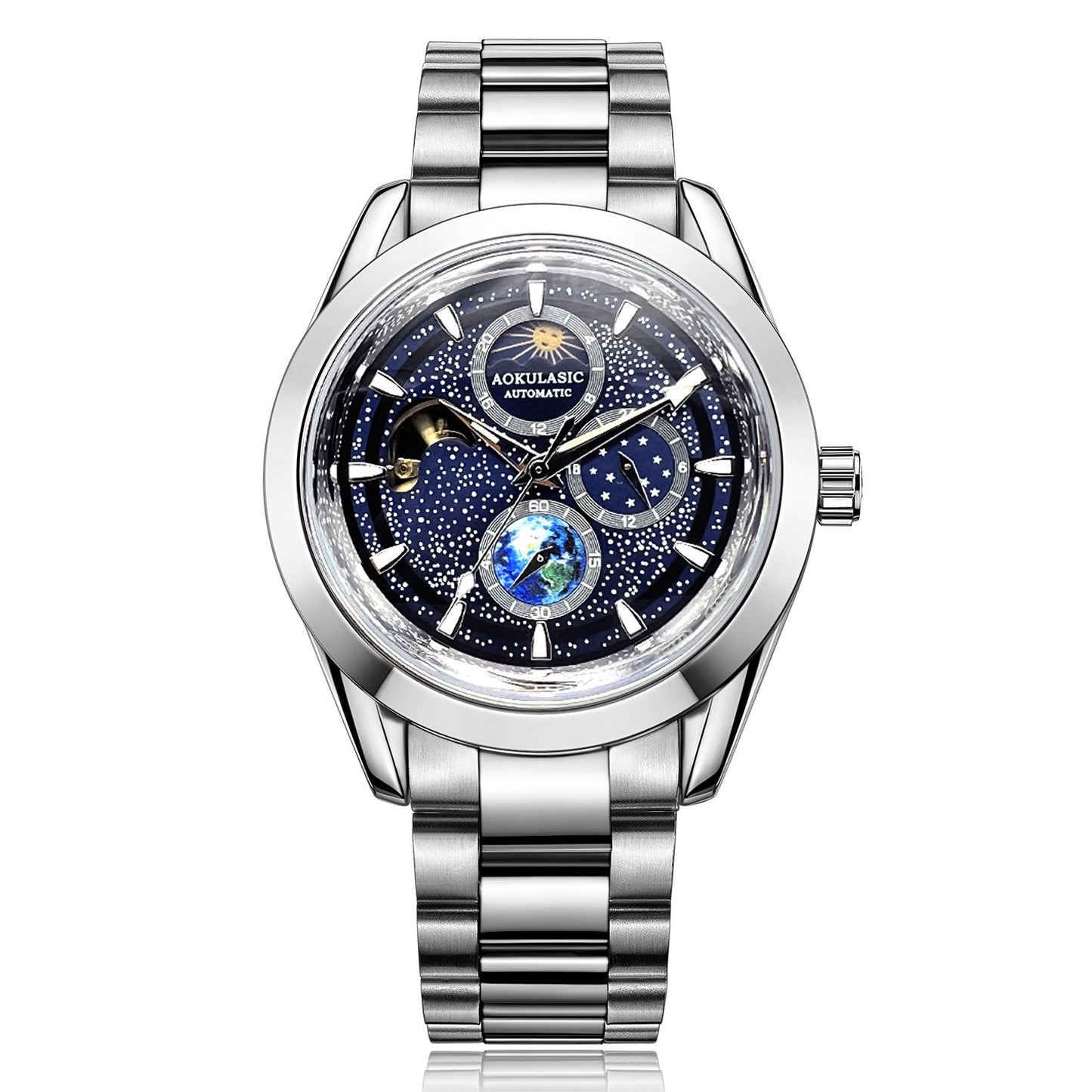 Orologio meccanico multifunzionale completamente luminoso per uomo
