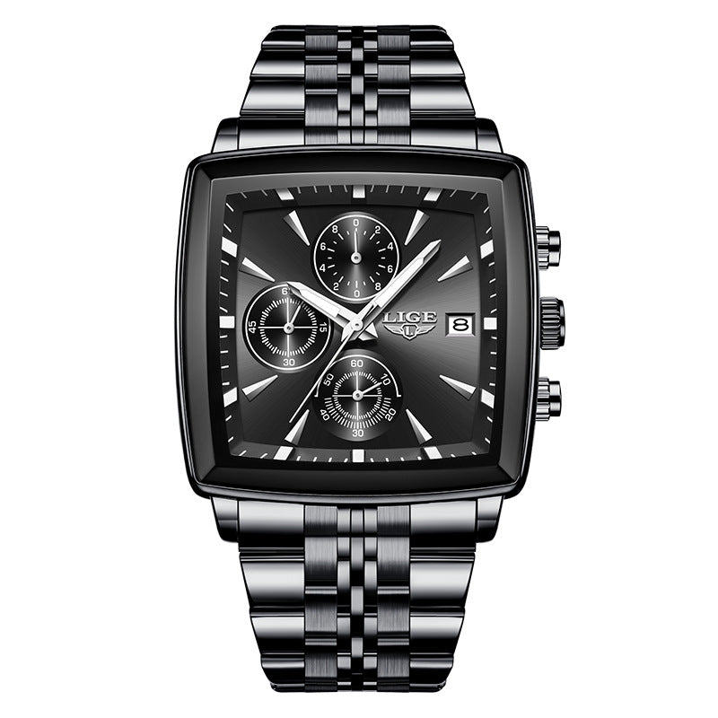 Orologio da uomo con quadrante grande e quadrato, stile business
