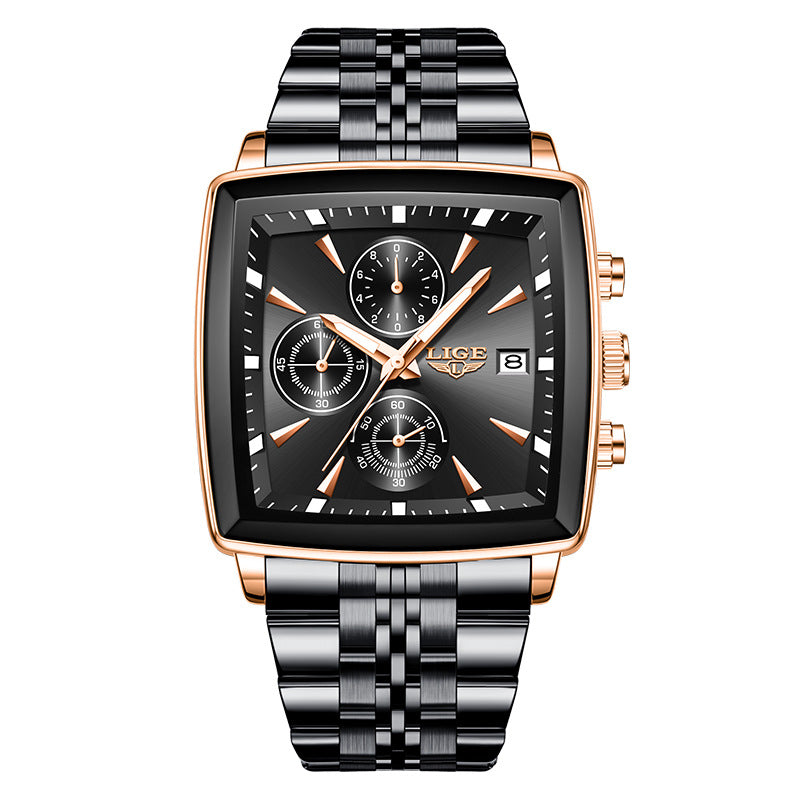 Orologio da uomo con quadrante grande e quadrato, stile business
