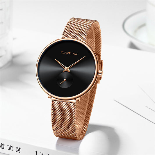 Orologio da donna con cinturino in acciaio inossidabile e cinturino a maglie semplice