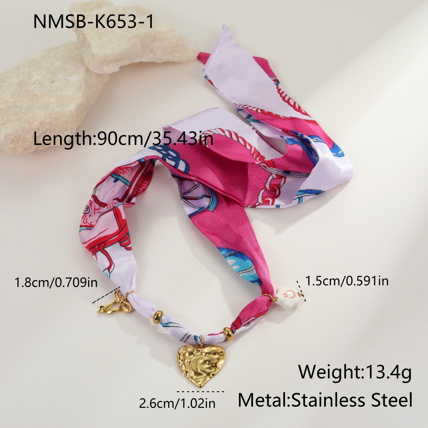 Colorful Silk Scarf Series Love Pendant Necklace Non-fading Elegant Bracelet