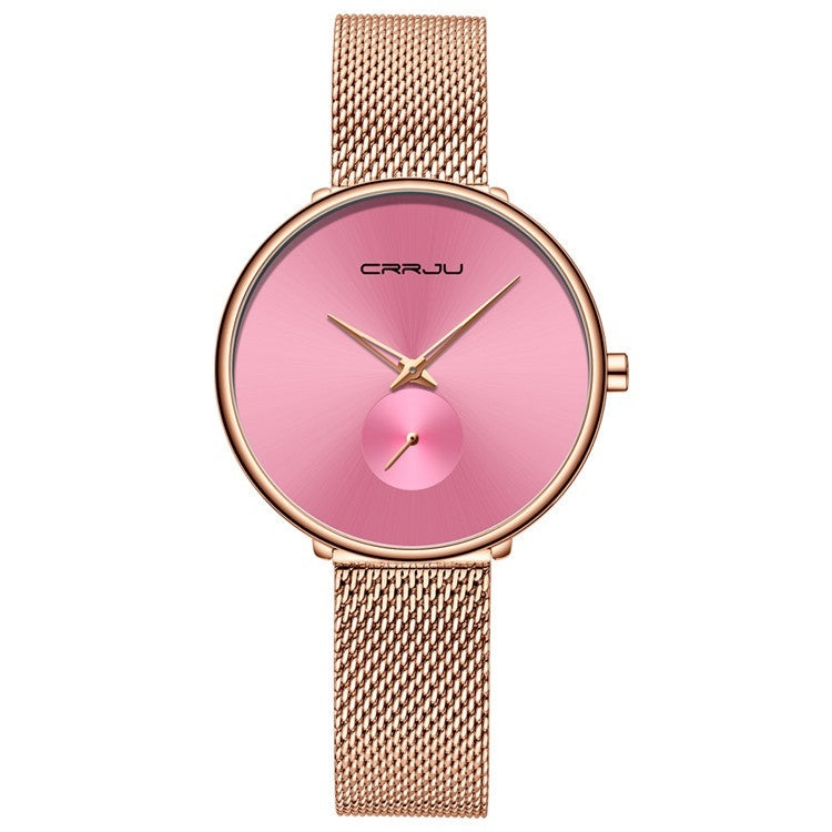 Orologio da donna con cinturino in acciaio inossidabile e cinturino a maglie semplice