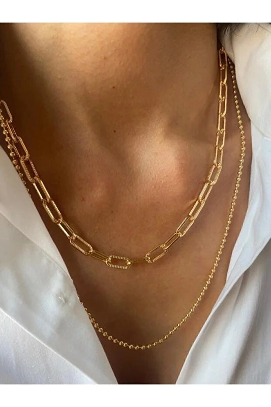 Set di collane con catena superiore, due pezzi, gioielli di moda regolabili a strati