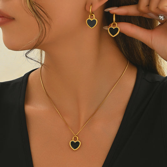 Lxalry Set di gioielli con specchio a forma di cuore in acciaio inossidabile placcato oro 18 carati Hypoa…