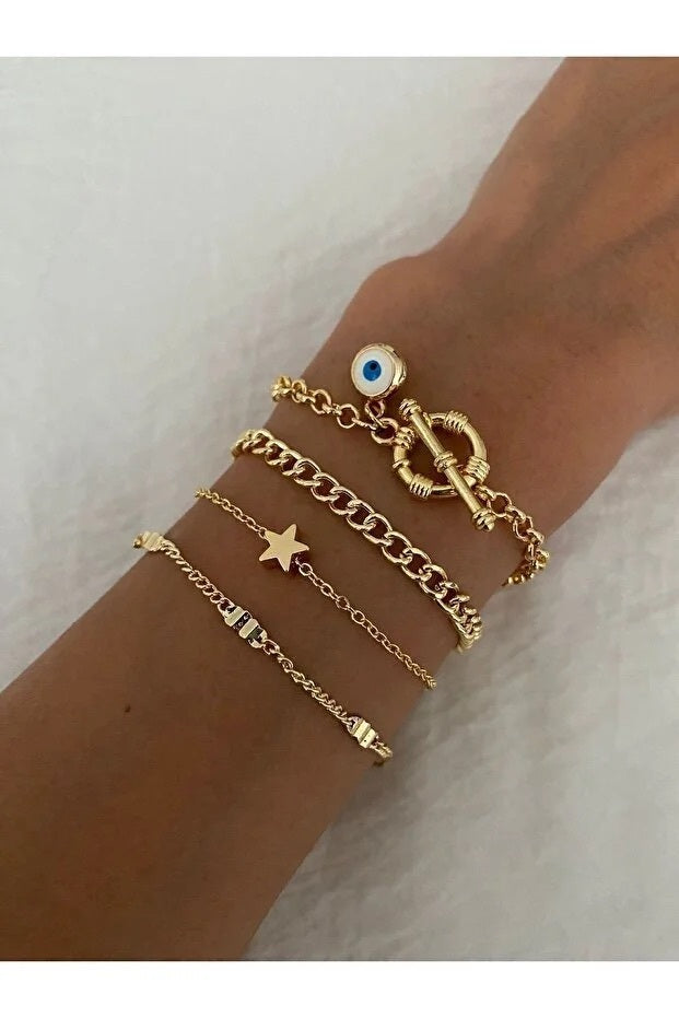 Set di bracciali Starlife, quattro pezzi, regolabili, eleganti e alla moda