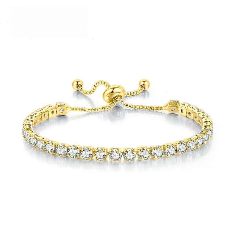 Bracciale semplice in acciaio inossidabile con cristalli di zircone quadrati