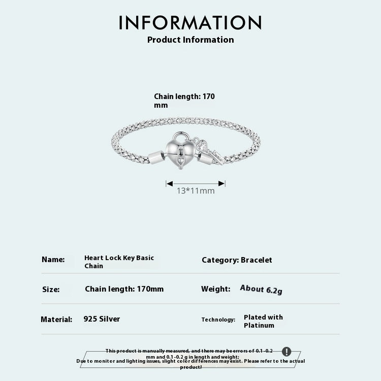 Braccialetto con base a chiave e lucchetto a cuore