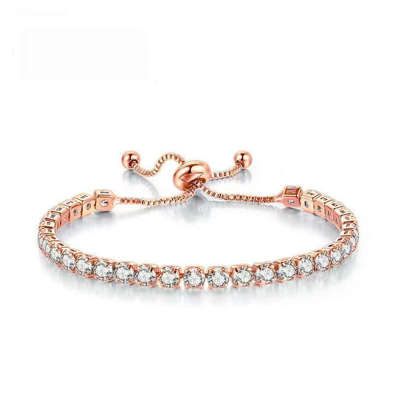 Bracciale semplice in acciaio inossidabile con cristalli di zircone quadrati